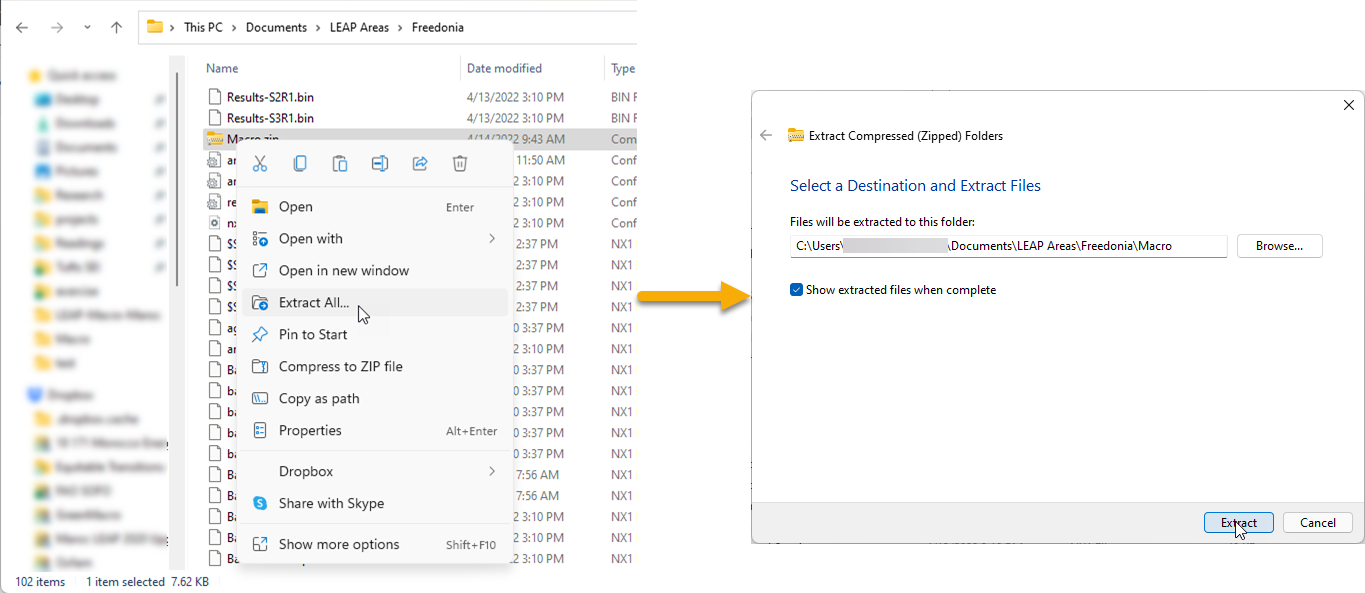 Unzipping the macro.zip files